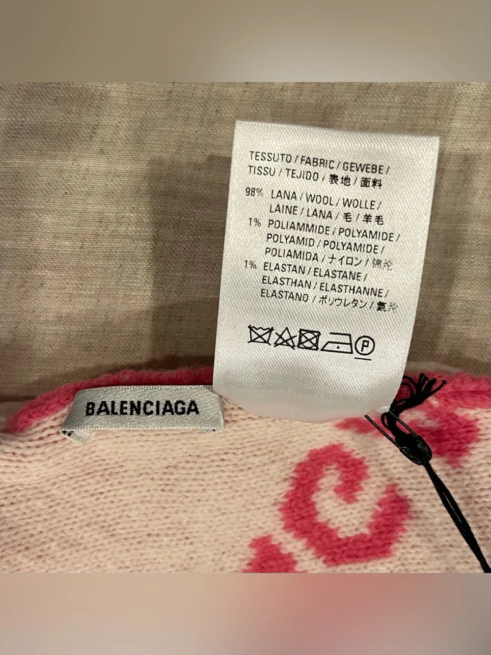 Balenciaga by Demna Wool All Over Knit Logo Beanie Hat